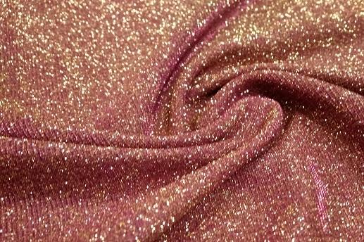 Трикотаж люрекс, бежево-рожевий з золотом | Textile Plaza