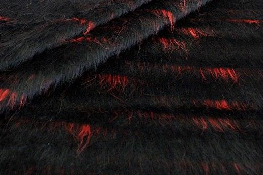 Пальтовая ткань, черная с красным | Textile Plaza