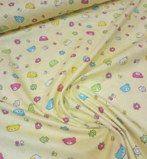 Ткань для постельного белья мишки на желтом фоне | Textile Plaza