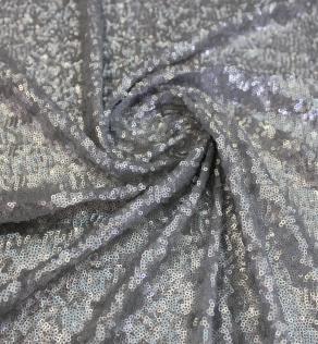 Сетка вышивка пайетками, серебро | Textile Plaza