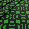 Шовк GUCCI синій абстрактний принт на зеленому фоні | Textile Plaza