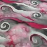 Шовк Італія принт завитки на ніжному сіро-рожевому фоні | Textile Plaza