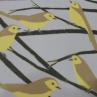 Шелк-шифон Stella McCartney синие-желтые птицы на бело-сером фоне | Textile Plaza