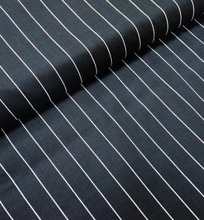 Бавовна принт сорочкова, чорно-синя смужка | Textile Plaza